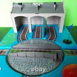 1993 Thomas the tank Engine Train Shed RARE blue & clear press & ring & Rotate