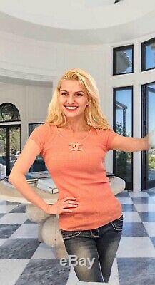 $2100 CHANEL 2009 Kylie Style Logo Top 34 36 38 2 4 6 Crop Blouse Sweater Shirt
