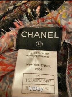 $4k CHANEL 05c Paris TWEED Ruffle 38 40 42 6 8 10 Shirt TOP Blouse Jacket bag M