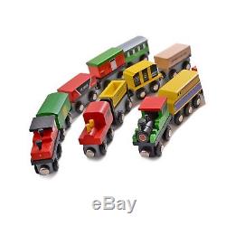 BELUCE Wooden Train Cars Set Includes Wooden Engines, Magnetic Train Baby Toy
