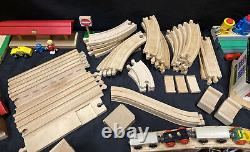 HUGE LOT Thomas & Friends + Brio Wooden Train Set Buildings Bridges Santa Xmas +