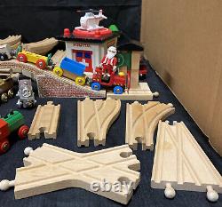 HUGE LOT Thomas & Friends + Brio Wooden Train Set Buildings Bridges Santa Xmas +