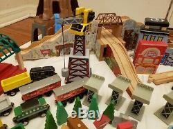 HUGE LOT- Thomas Wooden Railway 30+ LBS 200 PIECES! Track Buildings Trains Cars