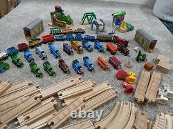 Huge Lot Of Thomas The Train Wooden Magnet Toys 30+ Cars 40+ Tracks