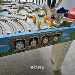 LOT Thomas The Train Wooden Train Set Table With Lots Of Tracks And Decorations