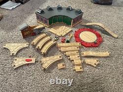 Large Lot of Thomas the Train & Friends Wooden Tracks, Roundhouse, &More