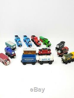 Lot of 18 Thomas The Train Wooden Trains and Cars & Thomas Case Vintage