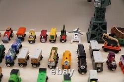Lot of 66 Pieces Thomas The Train Wooden Railway Trains & Vehicles + Cranky