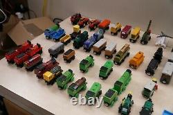 Lot of 66 Pieces Thomas The Train Wooden Railway Trains & Vehicles + Cranky