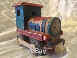 Thomas The Tank Engine Train Carved Painted Wood Toy 1940 Palestine Eretz Israel