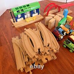 Thomas The Train Mix Lot of 82 Pieces Diecast Trains Wood Tracks Station Extras