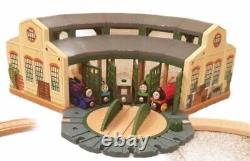 Thomas Train Wooden Railway Tidmouth Shed w Roundhouse Station track + 5 engines
