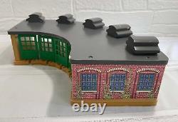 Thomas Wooden Railway Roundhouse & Action Turntable Tidmouth Sheds Train Lot