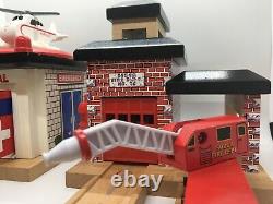 Thomas Wooden Railway Sodor Rescue ADULT OWNED Hospital Fire House Train Set Lot