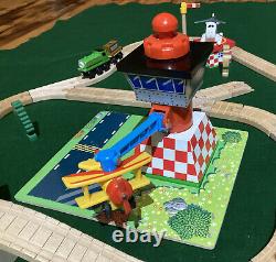 Thomas Wooden Train Set Destination Lot Sodor Airfield Tiger Moth Plane Tower