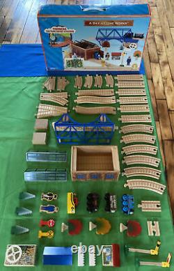 Thomas Wooden Train Set Lot Day at The Works 1997! Shed Mill Boat Bridge Culdee
