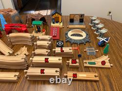 Thomas and Friends Thomas the Train Wooden Track Set + Plastic Pieces Lot of 60+