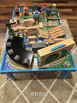 Thomas the Train Friends Wooden Track Set, Buildings, Table, Case And Trains