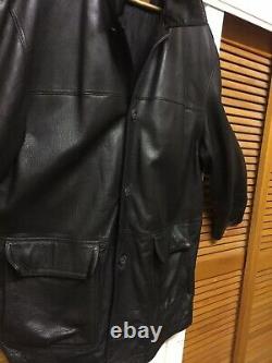 Timberlands Weather Wear Mens Knees Length Black Genuine Leather Jacket Size XL