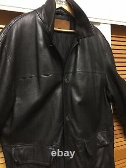Timberlands Weather Wear Mens Knees Length Black Genuine Leather Jacket Size XL