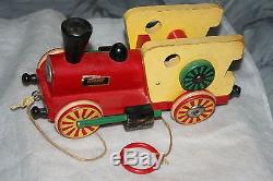 WOW! Brio vintage Wooden PULL TOY 1950's musical train engine RARE & RETIRED