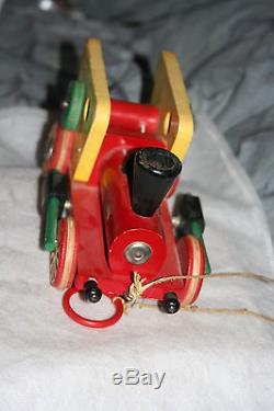 WOW! Brio vintage Wooden PULL TOY 1950's musical train engine RARE & RETIRED