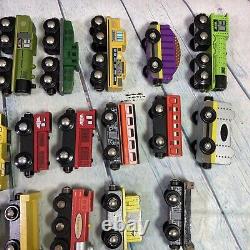 Wooden Railway Train Lot 51 Pieces Various Brands and Sizes Wood Plastic Diecast