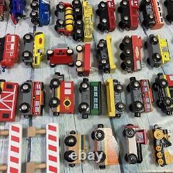 Wooden Railway Train Lot 51 Pieces Various Brands and Sizes Wood Plastic Diecast