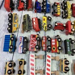 Wooden Railway Train Lot 51 Pieces Various Brands and Sizes Wood Plastic Diecast