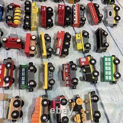 Wooden Railway Train Lot 51 Pieces Various Brands and Sizes Wood Plastic Diecast