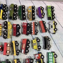 Wooden Railway Train Lot 51 Pieces Various Brands and Sizes Wood Plastic Diecast