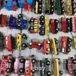 Wooden Railway Train Lot 51 Pieces Various Brands and Sizes Wood Plastic Diecast