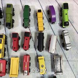 Wooden Railway Train Lot 51 Pieces Various Brands and Sizes Wood Plastic Diecast