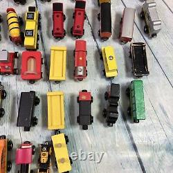 Wooden Railway Train Lot 51 Pieces Various Brands and Sizes Wood Plastic Diecast