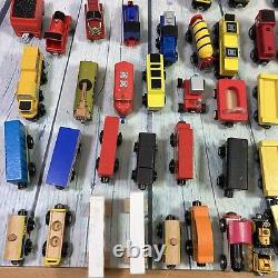 Wooden Railway Train Lot 51 Pieces Various Brands and Sizes Wood Plastic Diecast