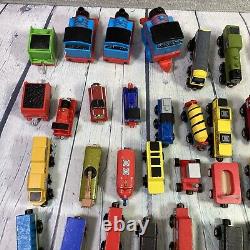 Wooden Railway Train Lot 51 Pieces Various Brands and Sizes Wood Plastic Diecast